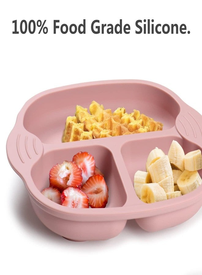 NAIDEV® Plate for Baby with Suction Non Toxic Silicone Toddler Plates with Deep Divided for Kids to Feed Themselves, Dish Washer & Micro-Wave Oven Safe.Foodgrade (Pink 1) - Image 3