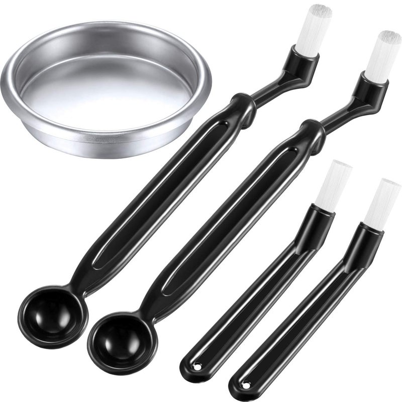 Zhehao Zhehao Coffee Machine Brush Cleaner 4 Pieces Coffee Machine Brush with Spoon and 1 Piece 58 mm Stainless Steel Back Flush Insert Metal Blind Filter 