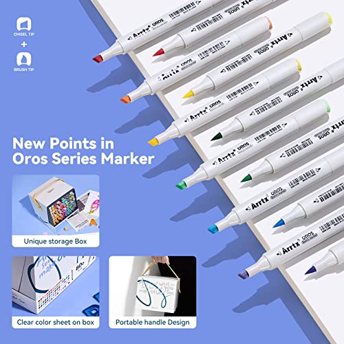 Arrtx Alcohol Markers OROS 80 Colors,Brush and Chisel Tip,Art Alcohol Markers Set for Artists Adult Coloring Sketch Illustration - Image 5