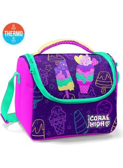 CORAL HIGH Kids Purple Pink Ice Cream Patterned Thermo Lunchbox 11888  - Image 3