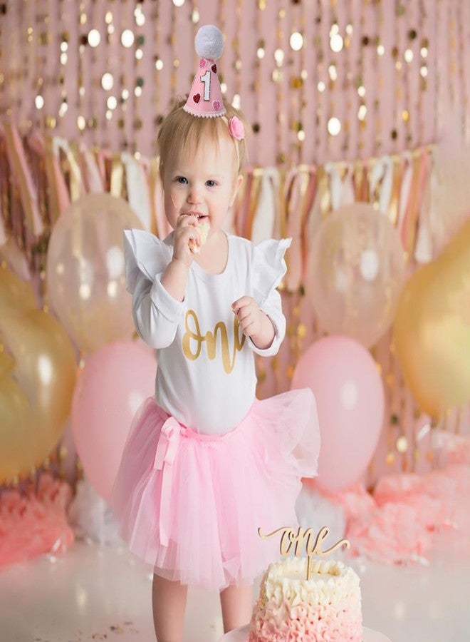 YOUAME Pink Heart Party Hat - Girls 1st Birthday Party Decorations,Pink Heart First Birthday Cone Hat,1st Party Decor,One Birthday Crown Outfit - Image 4