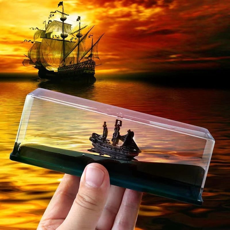 PTAEXCEL Unsinkable Cruise Ship Fluid Drift Bottle - Boat in a Box Toy, Model Decoration, Desk Toy Gift for Display Cases and Home Decor (Black) - Image 1