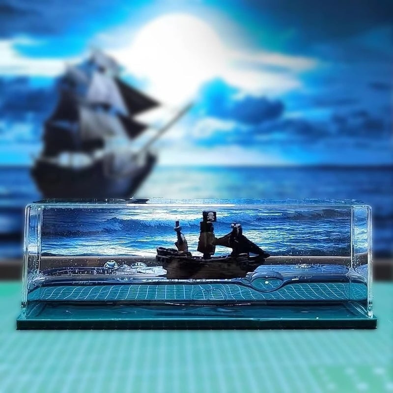 PTAEXCEL Unsinkable Cruise Ship Fluid Drift Bottle - Boat in a Box Toy, Model Decoration, Desk Toy Gift for Display Cases and Home Decor (Black) - Image 2