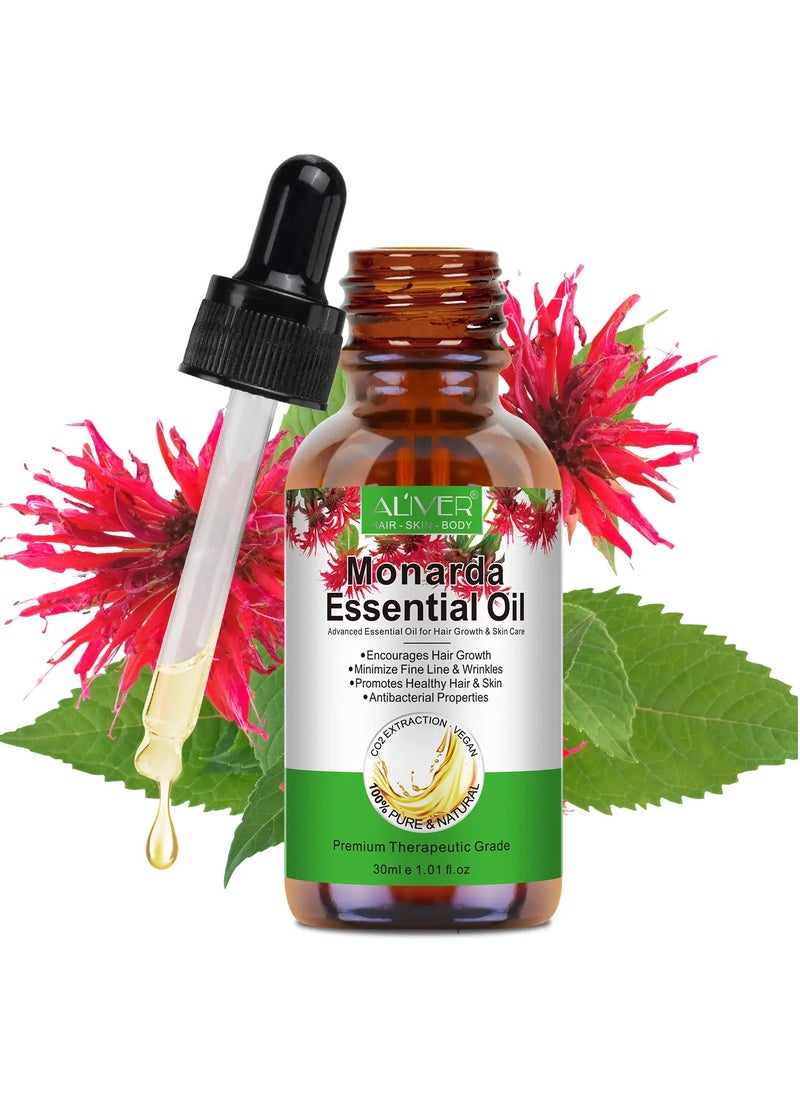 ALIVER - Monarda Essential Oil for Hair Growth 100% Pure Natural Co2 Extraction Monarda Essential Oil for Hair and Skin Reduce Fine Lines and Wrinkles Promotes Hair Eyelash Eyebrow Growth and Antibacterial Hair Oil 30ml - Image 1