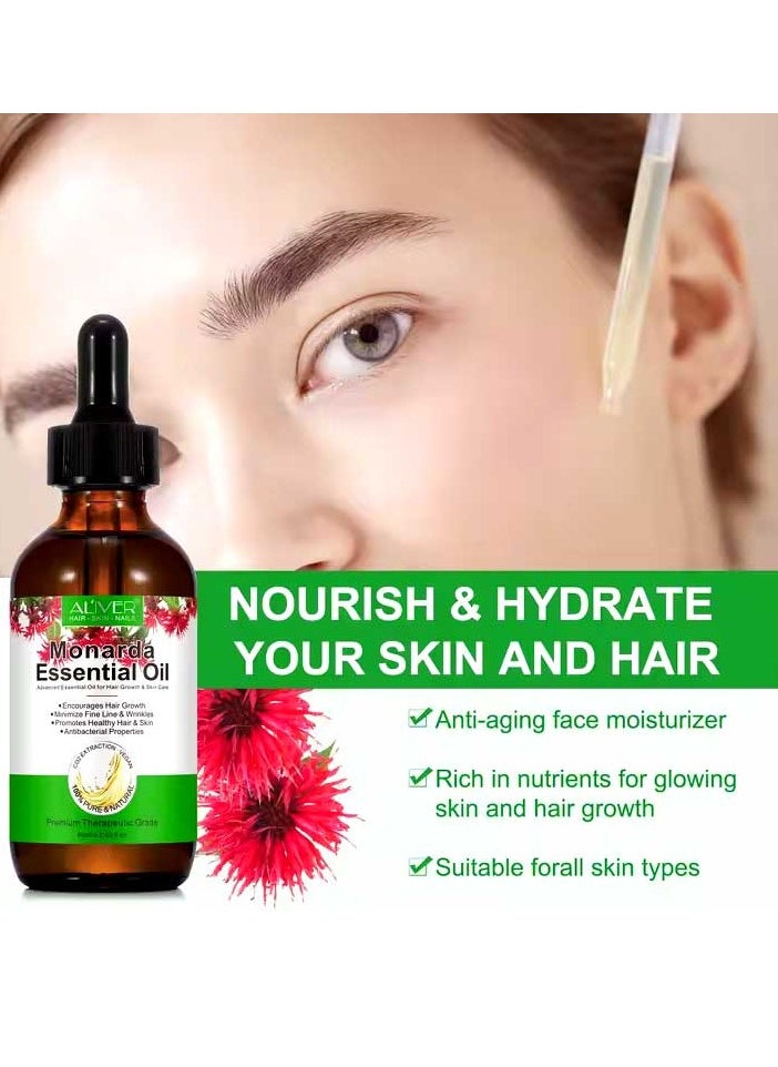 ALIVER - Monarda Essential Oil for Hair Growth 100% Pure Natural Co2 Extraction Monarda Essential Oil for Hair and Skin Reduce Fine Lines and Wrinkles Promotes Hair Eyelash Eyebrow Growth and Antibacterial Hair Oil 30ml - Image 1