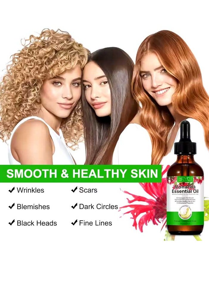 ALIVER - Monarda Essential Oil for Hair Growth 100% Pure Natural Co2 Extraction Monarda Essential Oil for Hair and Skin Reduce Fine Lines and Wrinkles Promotes Hair Eyelash Eyebrow Growth and Antibacterial Hair Oil 30ml - Image 1