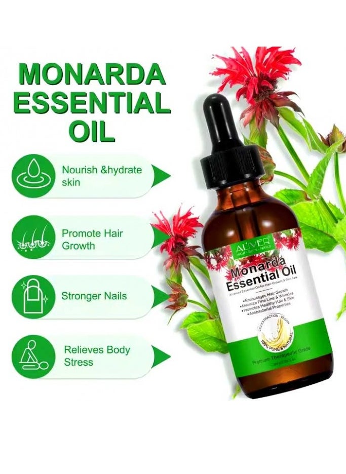 ALIVER - Monarda Essential Oil for Hair Growth 100% Pure Natural Co2 Extraction Monarda Essential Oil for Hair and Skin Reduce Fine Lines and Wrinkles Promotes Hair Eyelash Eyebrow Growth and Antibacterial Hair Oil 30ml - Image 1