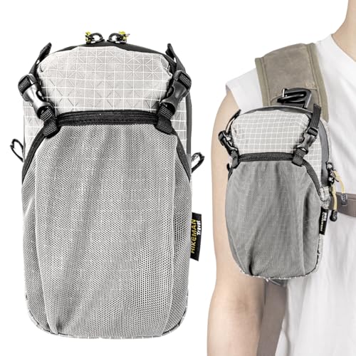 HIKEMAN Backpack Shoulder Strap Pouch Smartphone Strap PackWaterproof Backpack Strap Pocket Attachment Bag for HikersSmall Crossbody Bag Waist Pack for Sports Hiking CampingGrey - Image 3