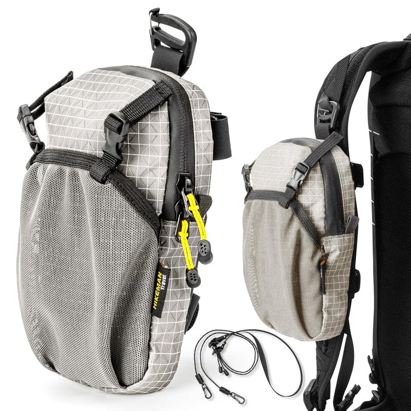 HIKEMAN Backpack Shoulder Strap Pouch Smartphone Strap PackWaterproof Backpack Strap Pocket Attachment Bag for HikersSmall Crossbody Bag Waist Pack for Sports Hiking CampingGrey - Image 2