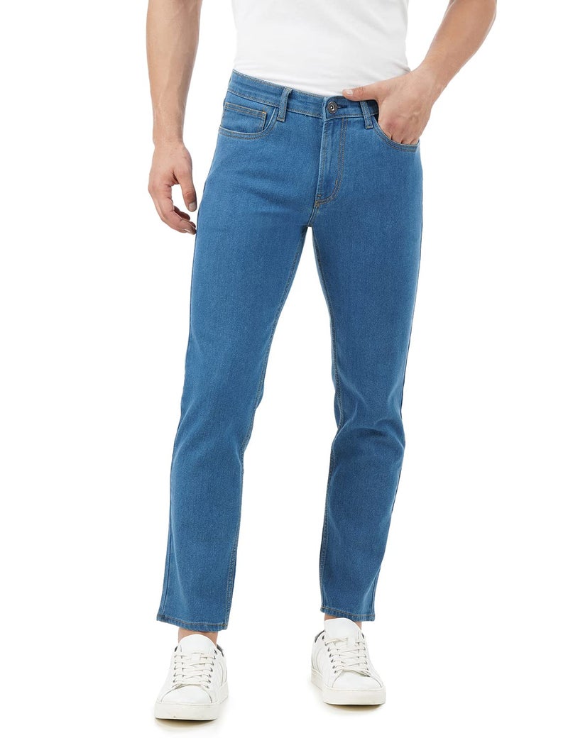 INKD Men's Contrast Stitch Stretchable Regular Fit Jeans - Image 1