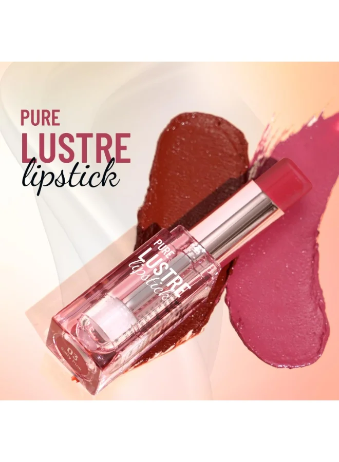 سويس بيوتي Swiss Beauty Pure Lustre Lipstick | High Shine Finish | Smooth Glide | With Olive Oil & Vitamin E | Hydrating | Shade- Salty Pink, 3.8gm