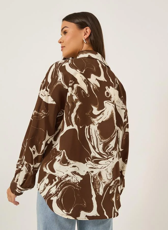 Styli Styli Printed Spread Collar Regular Fit Shirt