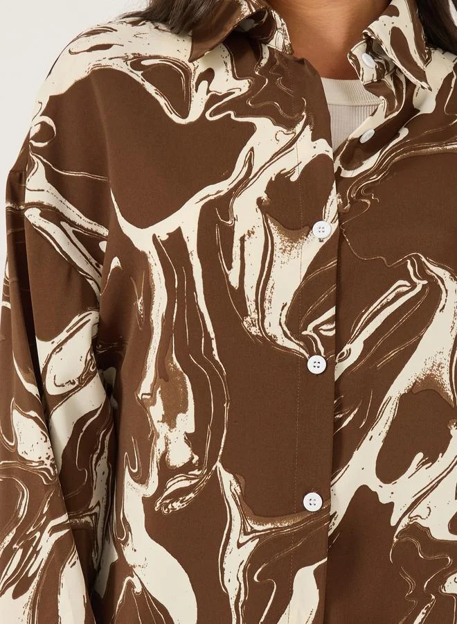 Styli Styli Printed Spread Collar Regular Fit Shirt