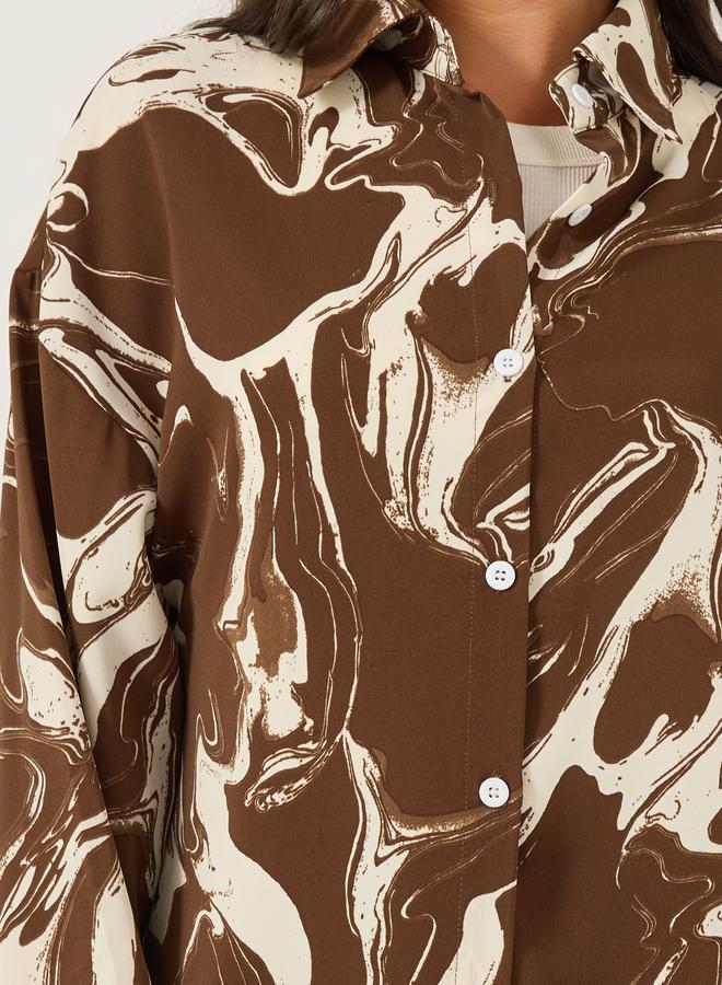 Styli Styli Printed Spread Collar Regular Fit Shirt  - Image 4