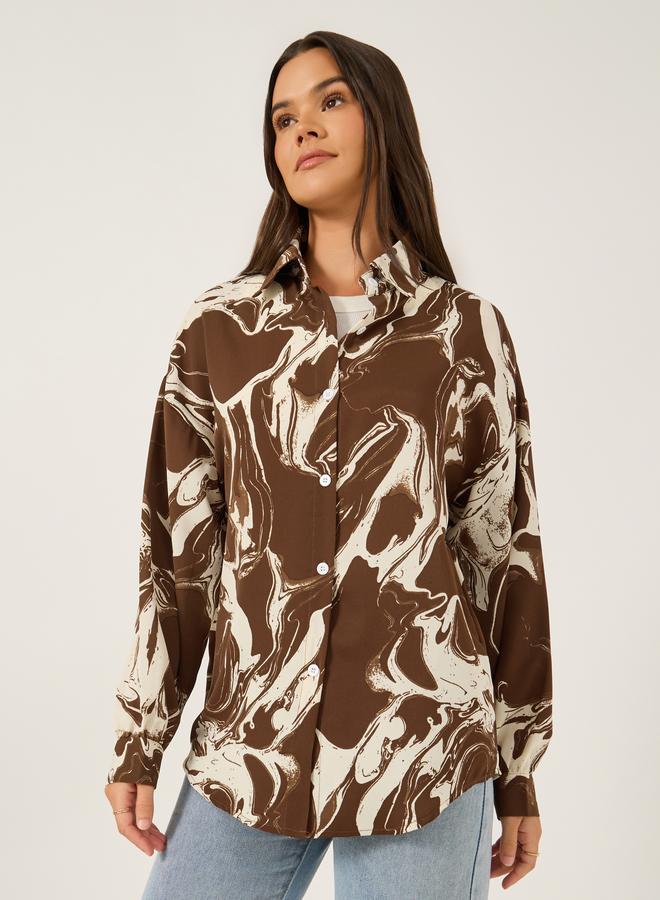 Styli Styli Printed Spread Collar Regular Fit Shirt  - Image 3
