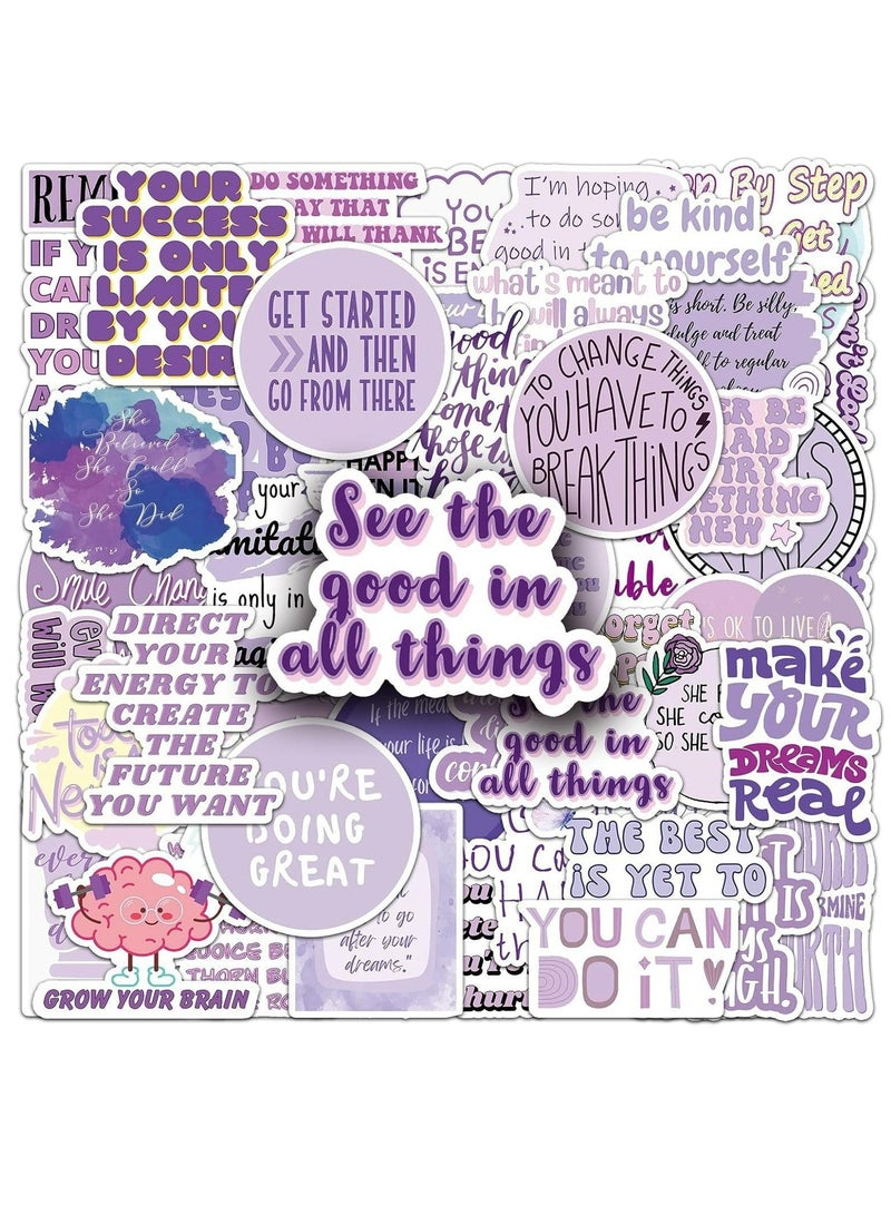 Generic 50 Pcs Purple Motivational English Phrases Stickers for Kids Teens Boys Girls Inspirational Encourage Personalized Stickers Water Bottle Book Skateboard Wall Decor DIY Decals  - Image 1