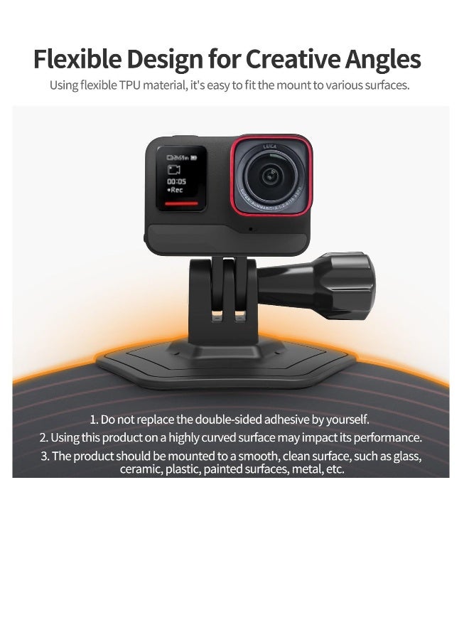 طقم قاعدة لاصقة مرنة على شكل قوس لتثبيت الخوذة، مناسب لكاميرا DJI Osmo Action 4، وللكاميرات Insta360 GO3/GoPro ومعظم الكاميرات الرياضية الأخرى. - Image 2