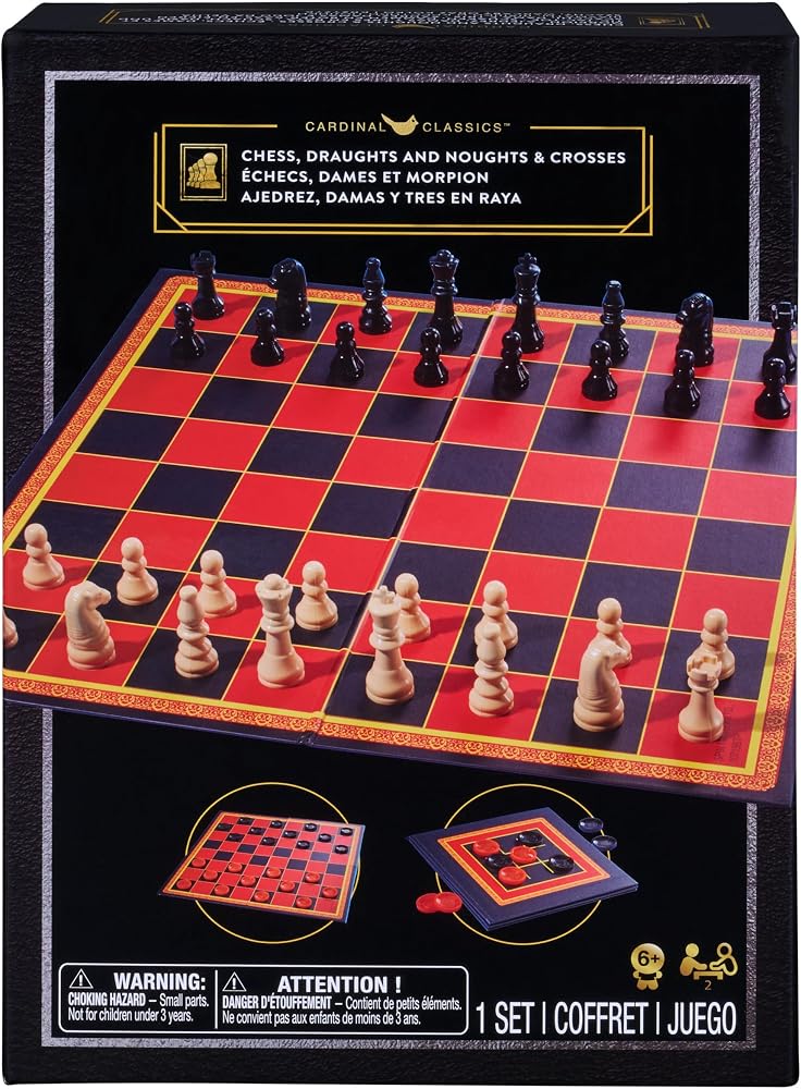 Spin Master Games Cardinal Classics 3-in-1 Chess, Checkers & Tic Tac Toe Board Game Set, Family Strategy Games for Kids & Adults Ages 6+ - Image 1