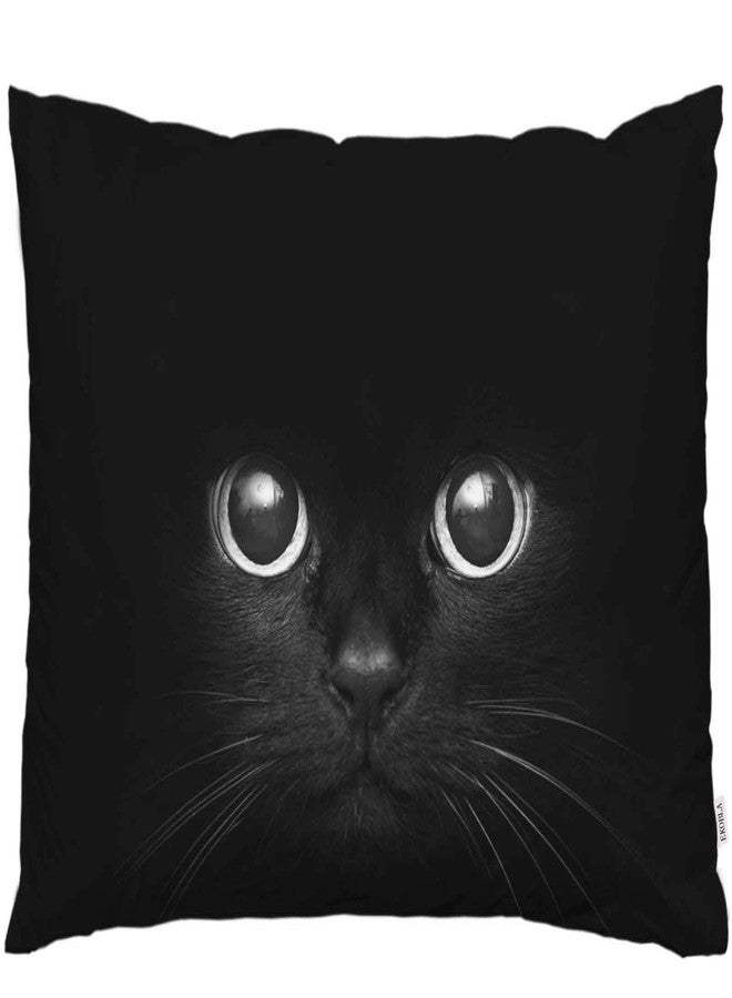 EKOBLA Throw Pillow Cover Black Cat Cute Face Lovely Animal Cool Kitten Kitty Eye Pattern Fashion Adorable Pet Decor Lumbar Pillow Case Cushion for Sofa Couch Bed Standard Queen Size 20x30 Inch - Image 1