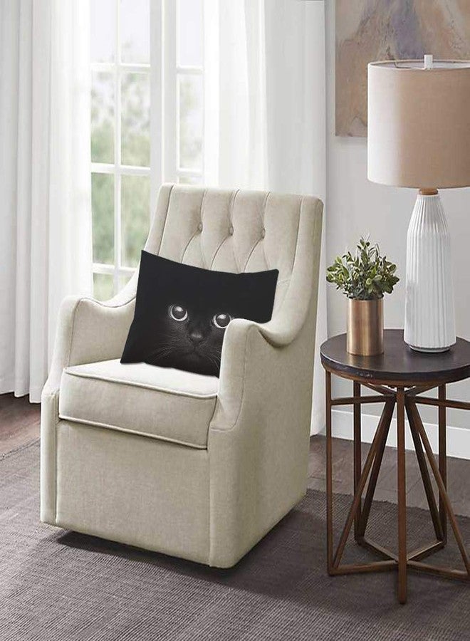 EKOBLA Throw Pillow Cover Black Cat Cute Face Lovely Animal Cool Kitten Kitty Eye Pattern Fashion Adorable Pet Decor Lumbar Pillow Case Cushion for Sofa Couch Bed Standard Queen Size 20x30 Inch - Image 2