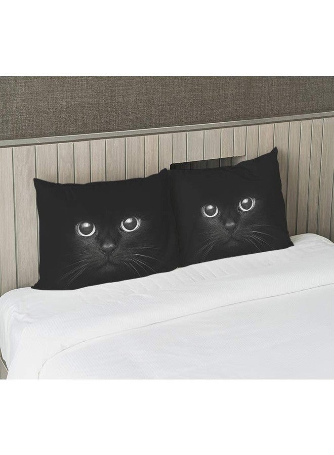 EKOBLA Throw Pillow Cover Black Cat Cute Face Lovely Animal Cool Kitten Kitty Eye Pattern Fashion Adorable Pet Decor Lumbar Pillow Case Cushion for Sofa Couch Bed Standard Queen Size 20x30 Inch - Image 4