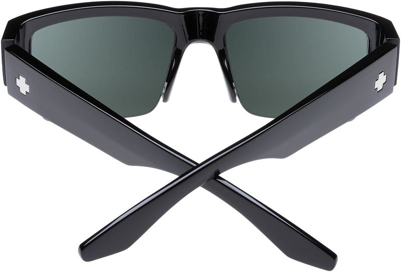 Spy Optic Cyrus 50/50, Square Semi-rimless Sunglasses, Color and Contrast Enhancing Lenses, Black - Happy Grey Green Lenses - Image 1