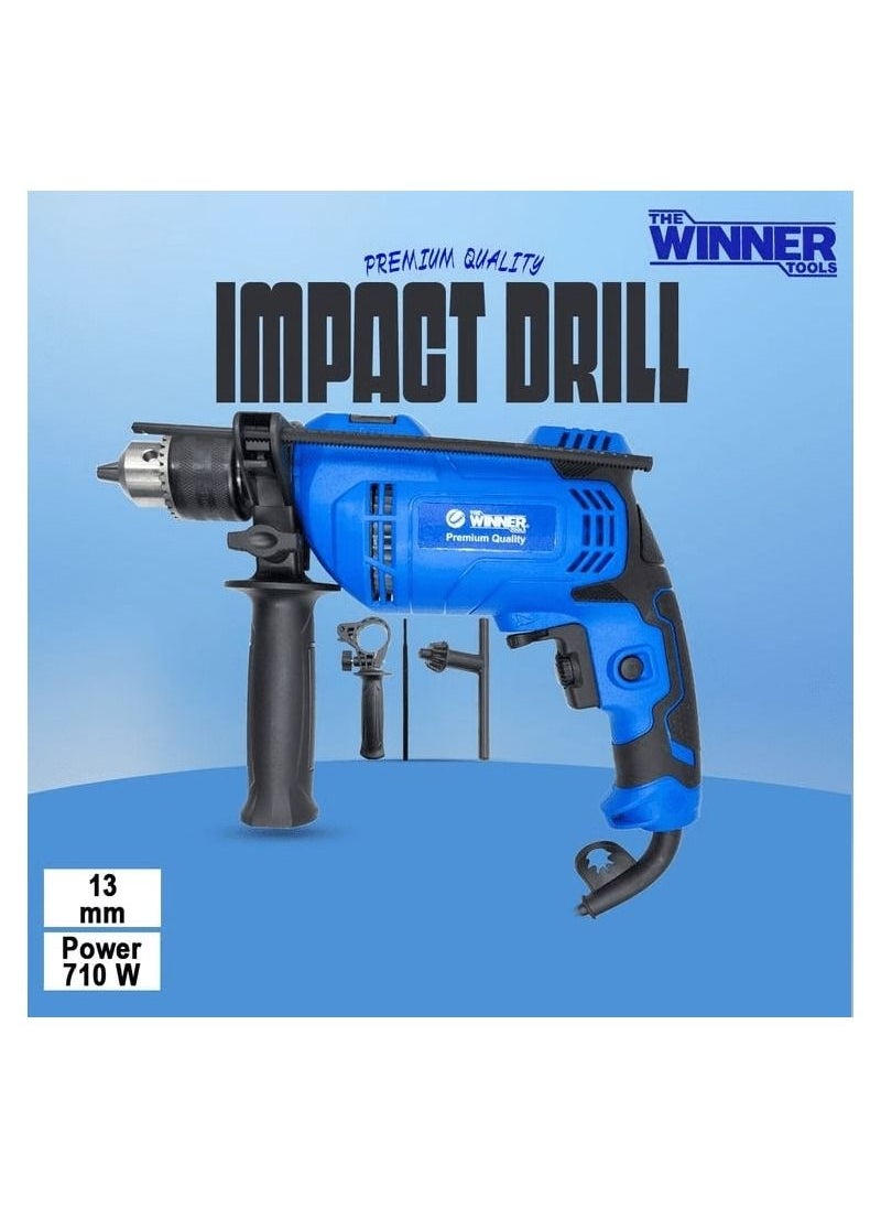 Winner THE WINNER TOOL- ID710 Impact Drill 710 Watt, Drilling Machine 2800rpm/220-240V,50/60Hz, Hammer Selector 13mm Chuck/360° Handle/Variable Speed  - Image 1