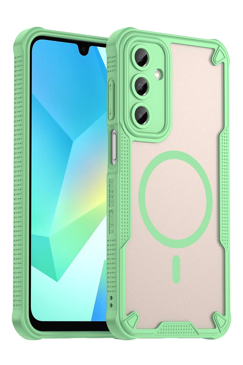 Cover For Samsung Galaxy A56 5G Armor Glaze MagSafe Magnetic Phone Case Raised edges around the screen and camera lens help prevent scratches - Green - Image 1
