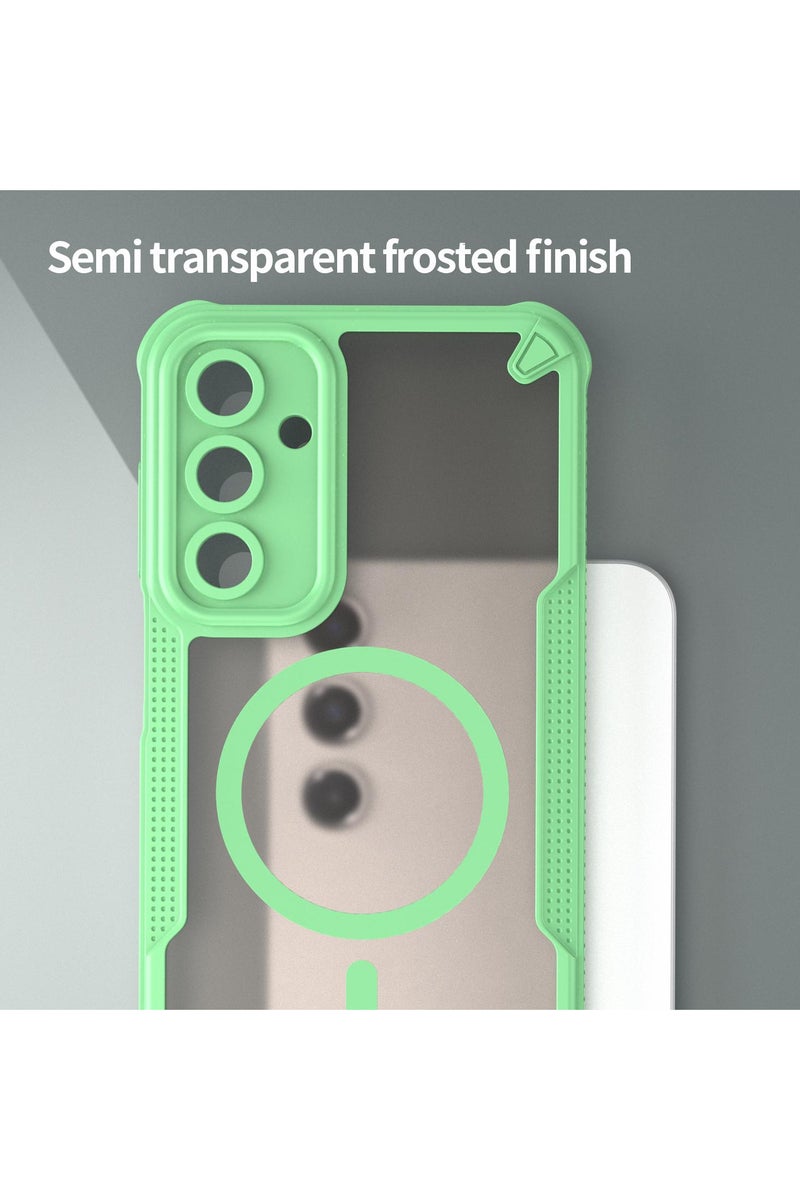 Cover For Samsung Galaxy A56 5G Armor Glaze MagSafe Magnetic Phone Case Raised edges around the screen and camera lens help prevent scratches - Green - Image 4