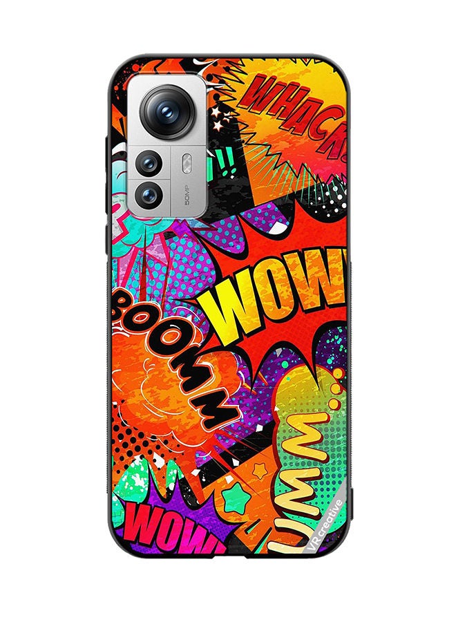 VR CREATIVE غطاء حماية لهاتف Xiaomi 12 Pro بتصميم ملصقات متعددة بألوان متعددة - Image 1