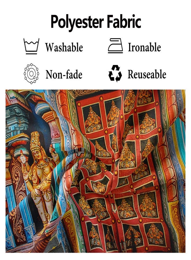 CORFOTO 10x8ft Fabric Colorful India Tanjore Temple Door Backdrop Old India Religion Building Photo Background for Indian Party Decorations Adults Photo Prop Indian Themed Party Decor - Image 5