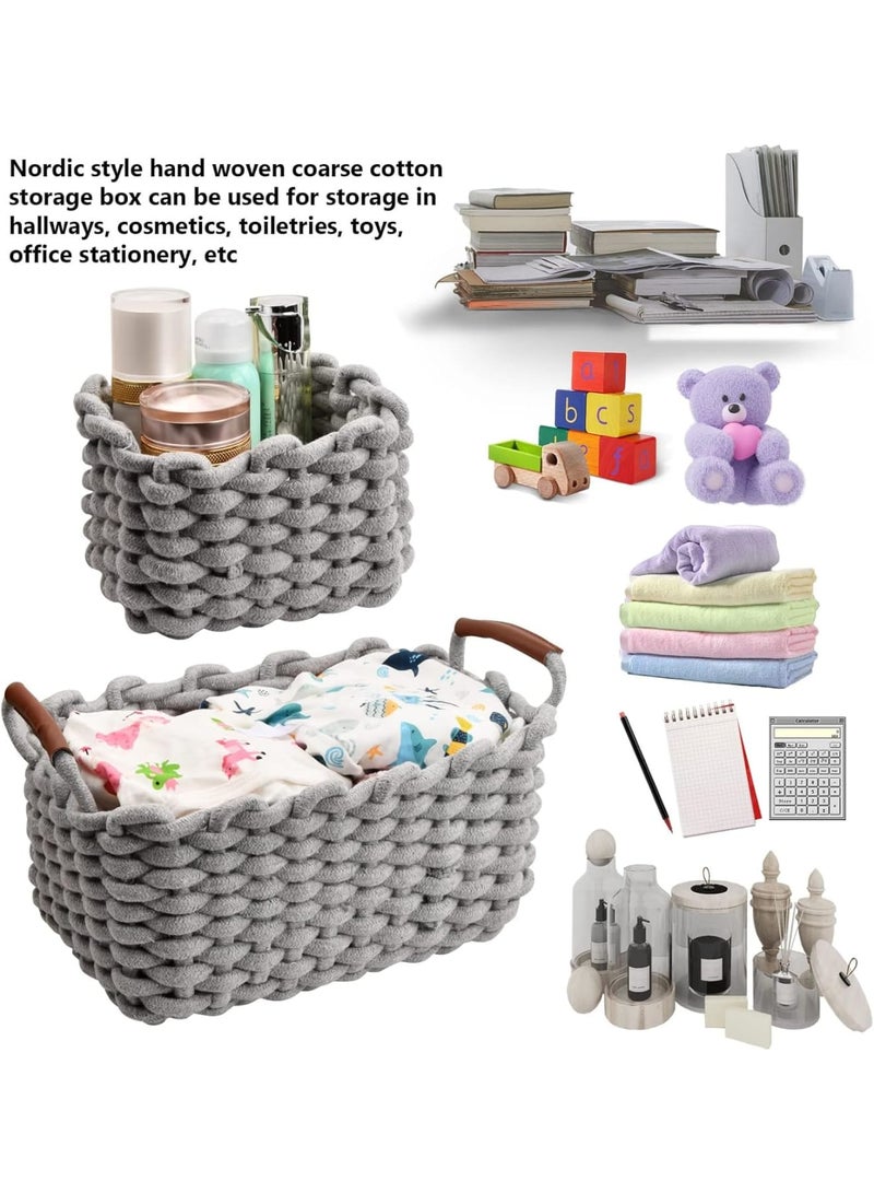 Cobest Cotton Rope Woven Storage Baskets, Cotton Rope Baskets Decorative Trays with Handle, Cotton Rope Baskets Decorative Trays for Storage and Organizing, Home D√©cor, Set of 3 - Image 5