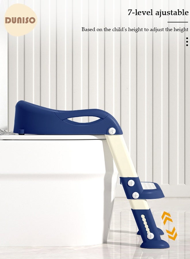 DUNISO Kids' Potty Training Toilet Seat , Toddler Toilet Seat With Step Stoo0 Ladder, Foldable Toddler Potty Seat For Toilet With Non-Slip Design, Adjustable Height For Baby Kids 2 To 5 Years Boys Girls Grey Pvc Soft - Image 2