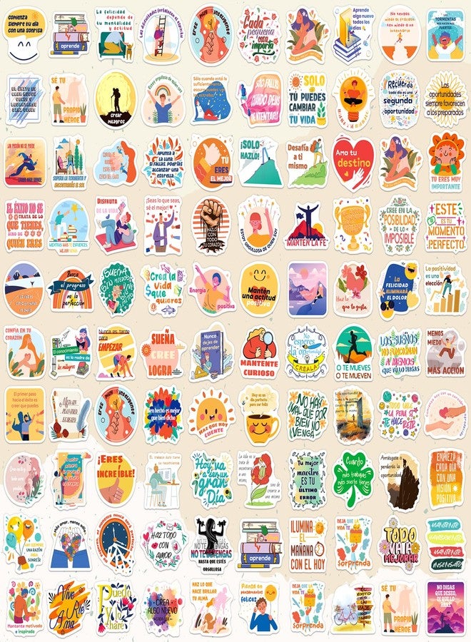 WAKEMOODEI 300PCS Spanish Inspirational Stickers for Students Teachers, Motivational Spanish Stickers for Kids Teens Adults, Positive Quote Sticker for Water Bottles - Image 2