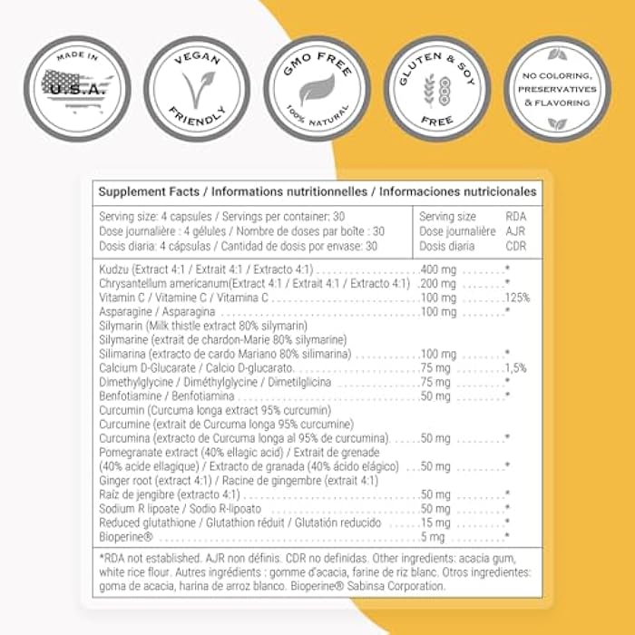 Supersmart - Rehab (Advanced Formula) - with Kudzu, Silymarin, Ginger Root, Benfotiamine - All-in-1 Supplement | Non-GMO & Gluten Free - 120 Vegetarian Capsules - Image 3