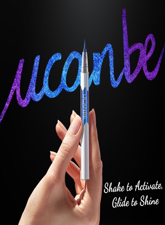 UCANBE Chameleon Liquid Eyeliner - Purple Blue Duo, Multi-Chrome Metallic Shift Eyeliner, Waterproof Glitter Eyeliner with Soft Fine Tip for Multi-Dimensional Eye Looks - Image 2