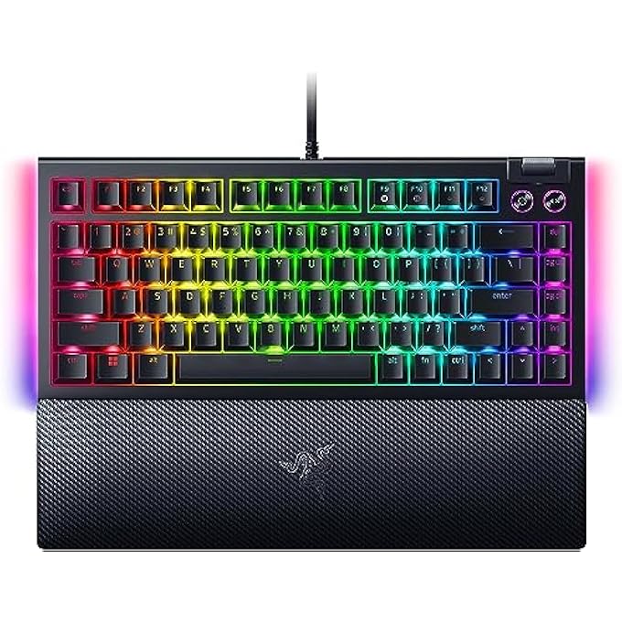 rayihni BLACKWIDOW V4 75% MECHANICAL GAMING KEYBOARD, HOT-SWAPPABLE DESIGN, COMPACT & DURABLE, ORANGE TACTILE SWITCHES, CHROMA RGB, MF ROLLER & MEDIA KEYS, COMFORTABLE WRIST REST - BLACK - Image 1