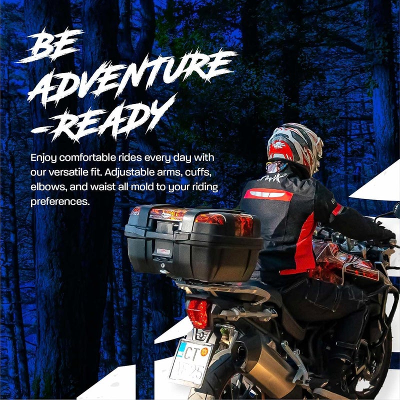 HWK Mesh Motorcycle Jacket - Breathable CE Armored Riding Jacket for Men, Red, XL - Image 5