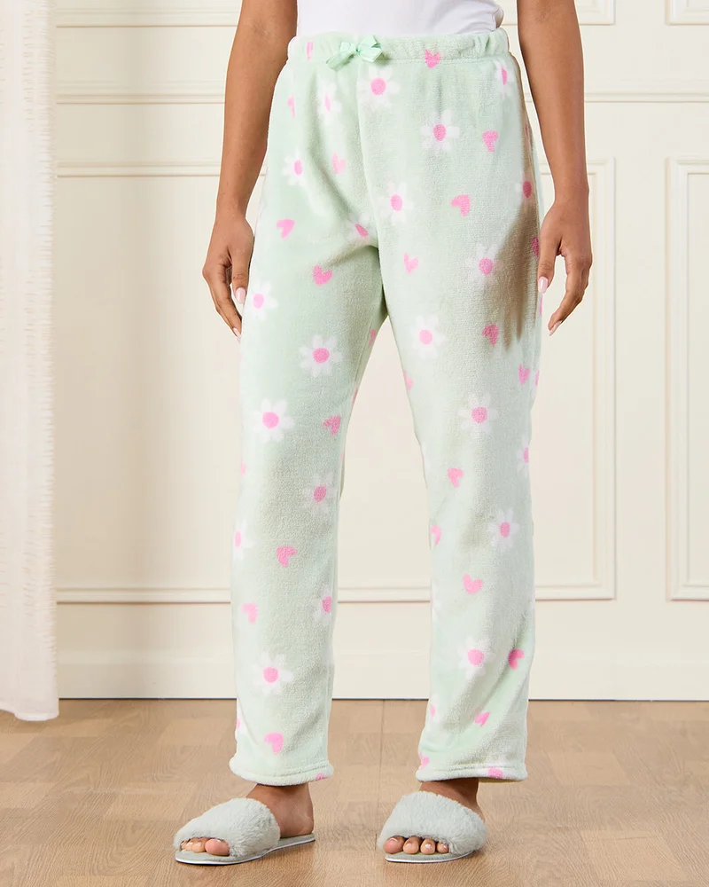 REDTAG Senior Girls Green Printed Pyjama Set (2 Piece)