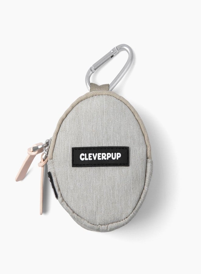 Cleverpup Snackpack Double Insulated Dog Treat Pouch - 1.5 Cup Capacity, 2 BPA-Free Waterproof Zipper Pockets, Carabiner for Belt/Leash - Compact Training & Travel Bag - Sand - Image 2