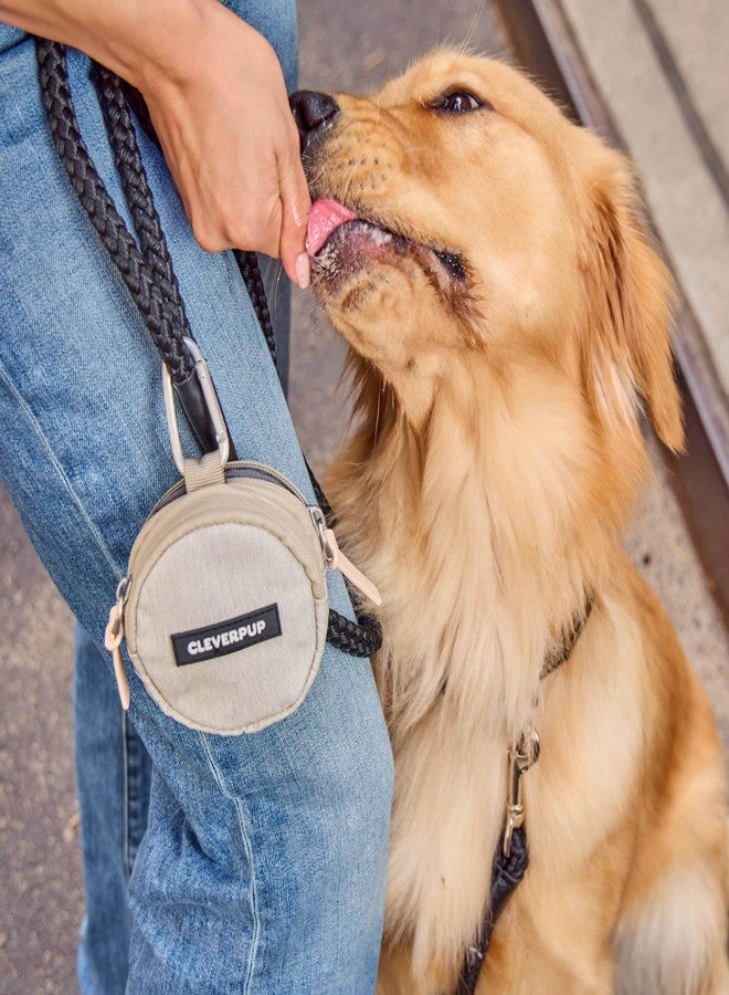 Cleverpup Snackpack Double Insulated Dog Treat Pouch - 1.5 Cup Capacity, 2 BPA-Free Waterproof Zipper Pockets, Carabiner for Belt/Leash - Compact Training & Travel Bag - Sand - Image 3