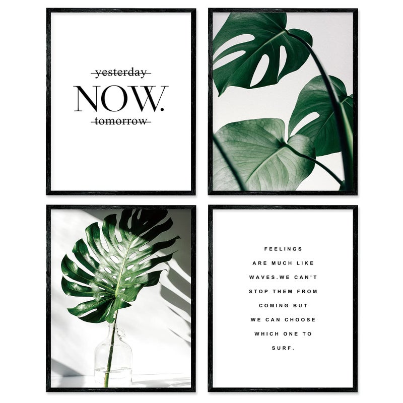 HOME TROVE  Botanical Leaf Wall Art, Motivational Wall Art Prints Canvas Poster, 8x10 Prints Unframed Set of 4 Plant Aesthetic for Bedroom Decor - Image 4