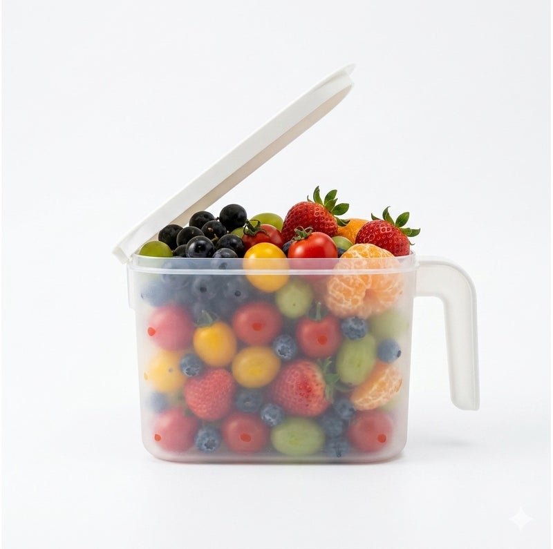 RAIS GLOBAL 3-Piece Refrigerator Organizer 1.5L | Stackable Fridge Storage Containers with Lids & Handle | Freezer Safe Fruit & Vegetable Storage Boxes | Transparent - Image 2