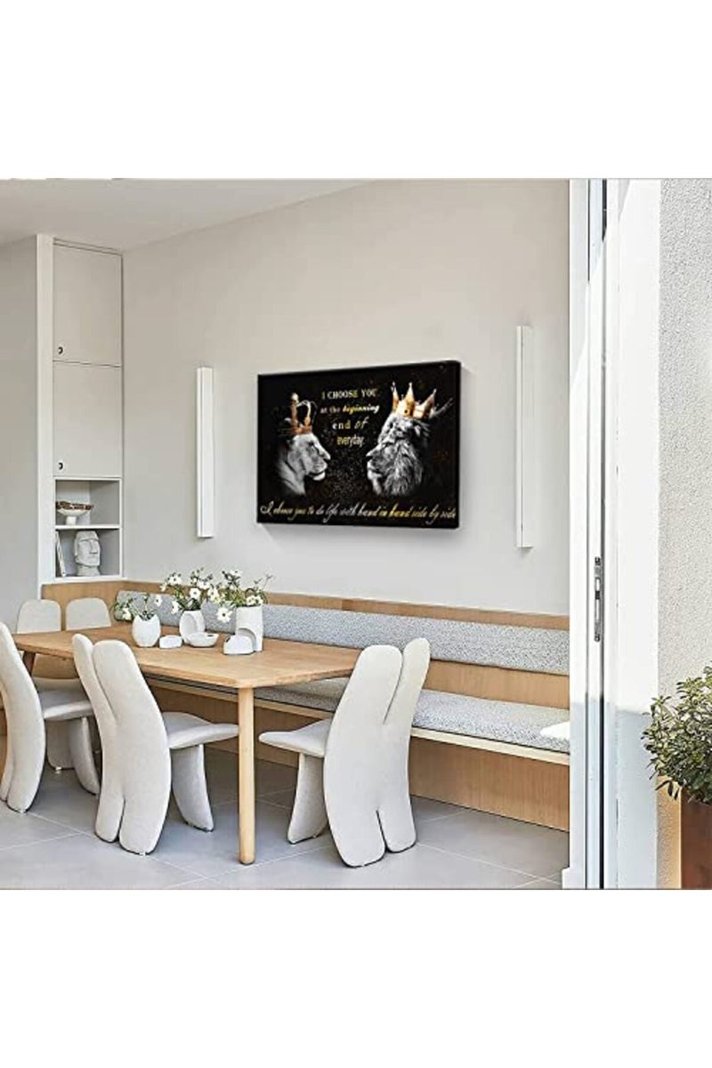 AKOTAC Lion Couple King and Queen Canvas Wall Art - Image 3