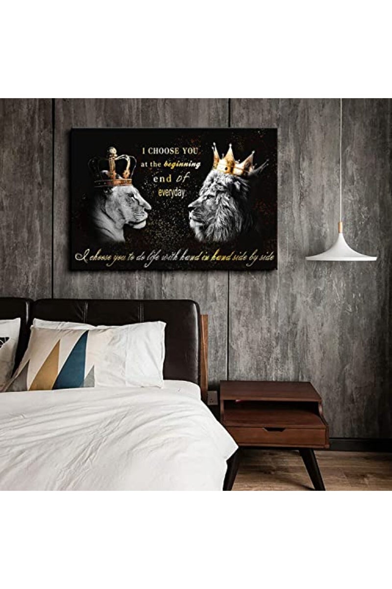 AKOTAC Lion Couple King and Queen Canvas Wall Art - Image 5