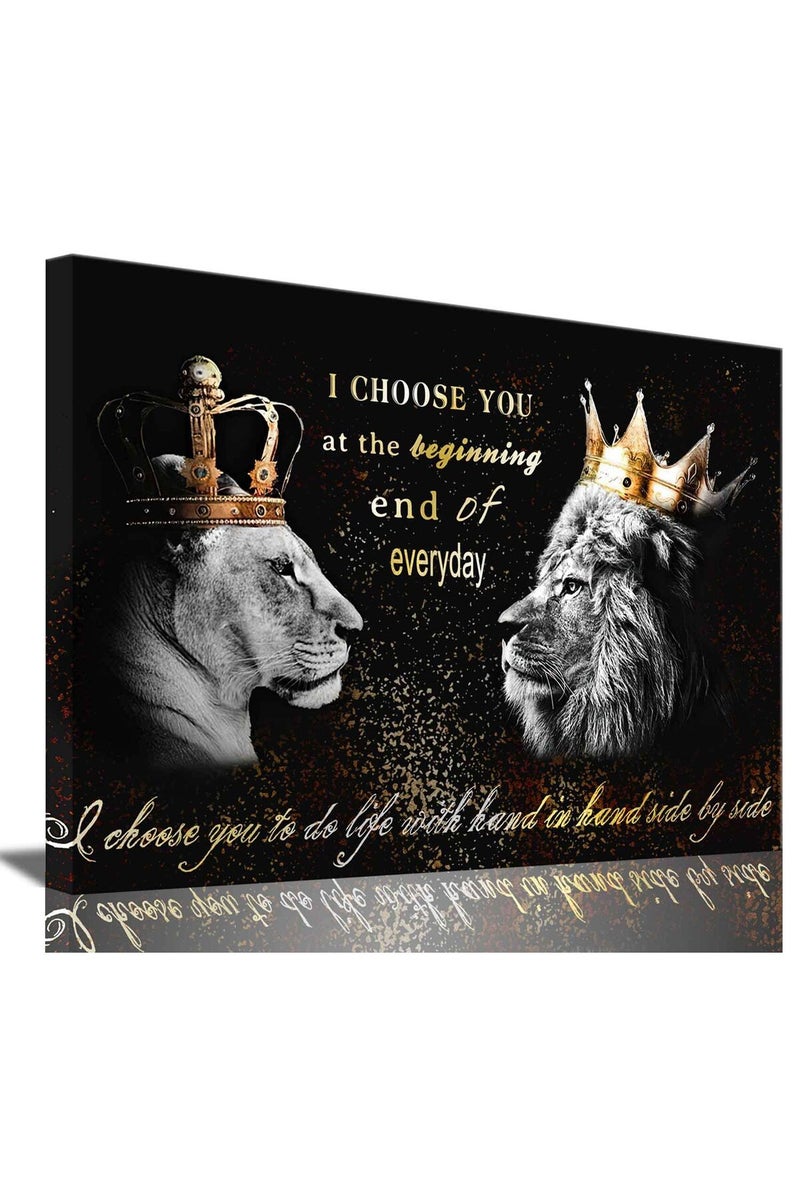 AKOTAC Lion Couple King and Queen Canvas Wall Art - Image 1