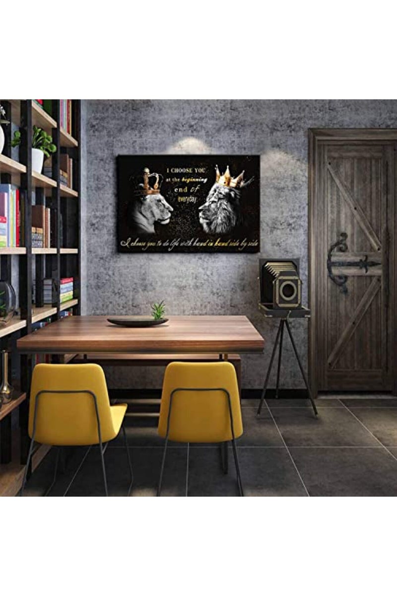 AKOTAC Lion Couple King and Queen Canvas Wall Art - Image 4