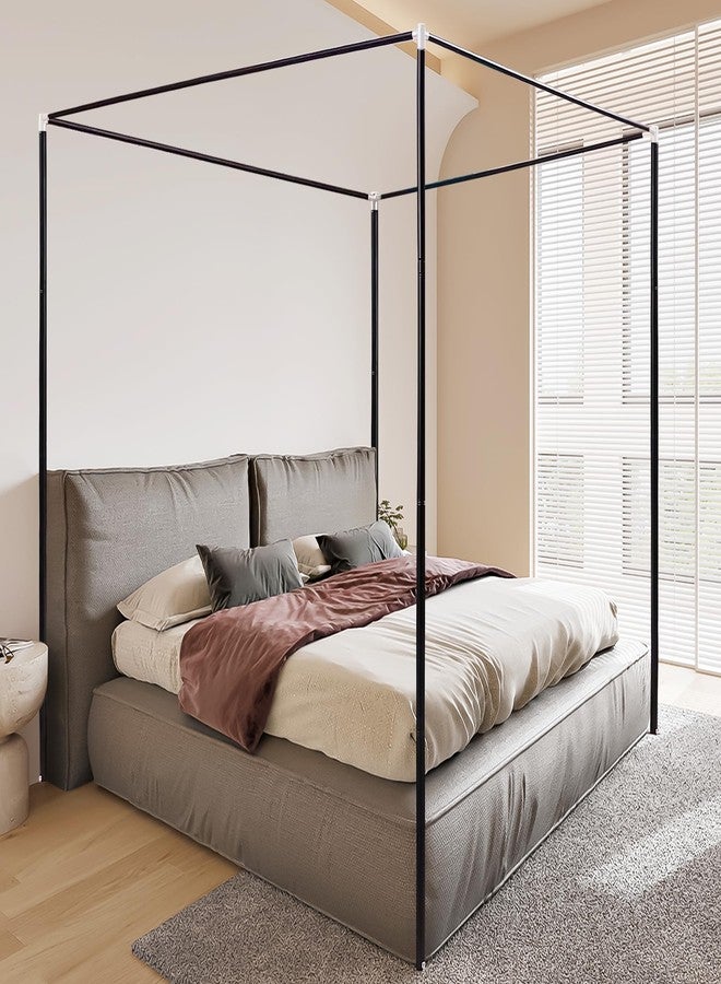 Mosqutent Stainless Steel Canopy Bed Frame Queen Size, Heavy Duty Metal Frame With Sturdy Post Poles, Thicken Canopy Frame for Wood or Metal Beds, Bedroom Decor, Black - Image 1