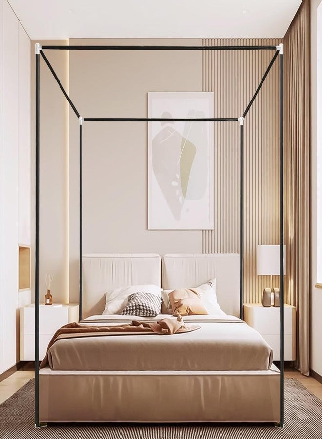 Mosqutent Stainless Steel Canopy Bed Frame Queen Size, Heavy Duty Metal Frame With Sturdy Post Poles, Thicken Canopy Frame for Wood or Metal Beds, Bedroom Decor, Black - Image 2