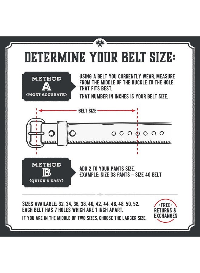 Main Street Forge All American Leather Belt | Made in USA | Men's Heavy Duty Work Belt | EDC Belt, Whiskey Barrel Brown, Pant Size 32 (Belt Size 34) - Image 4